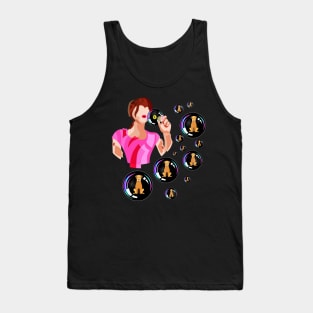 A CRAZY GIRL BLOWS BUBBLES WITH DOG Tank Top
